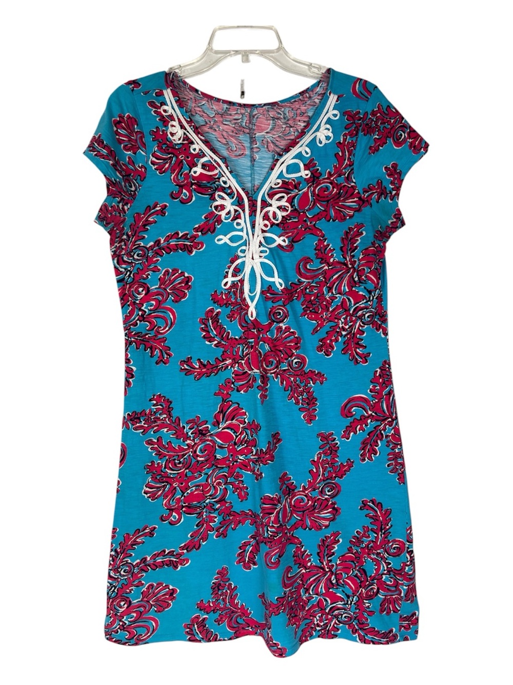Lilly Pulitzer Brewster Dress Rhode Island Reef Print Blue and Pink Sz L